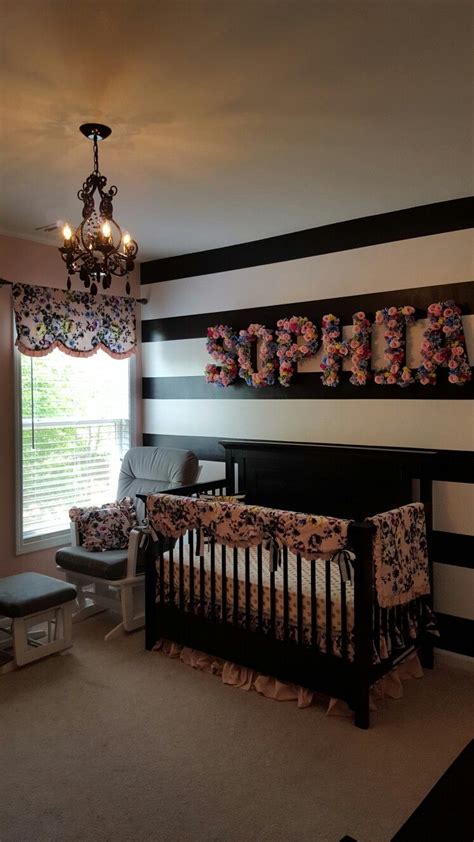 3:44 the blackwelders recommended for you. Baby girl nursery. Diy floral letters. Black and white striped wall. | Baby girl room, Girl room ...