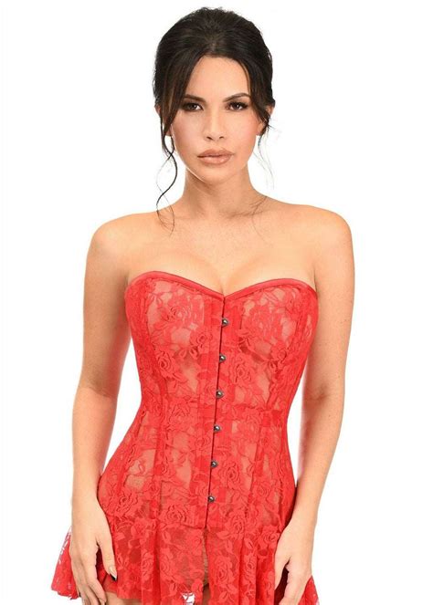 red sheer lace lavish corset dress devon s unmentionables