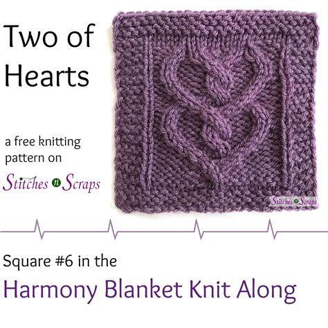 Free Pattern Two Of Hearts Harmony Blanket Square 6 Knitted