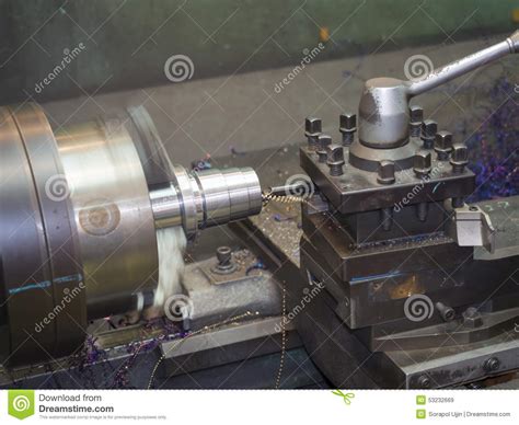 Operator Turning Mold Parts By Manual Lathe Stock Image Image Of