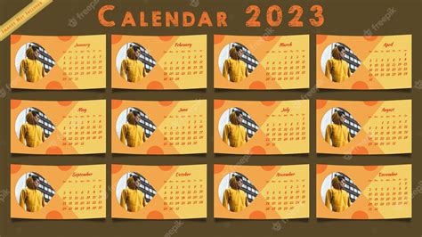 Premium Vector New Year 2023 Simple Calendar Template