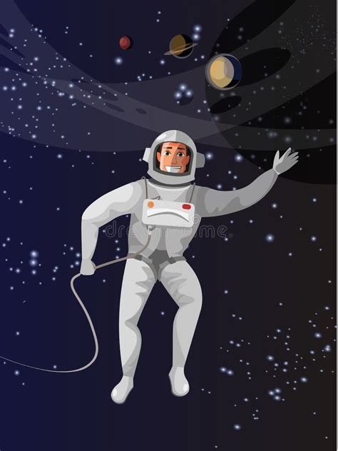 Male Astronaut Floating Space Pose Stock Illustrations 20 Male