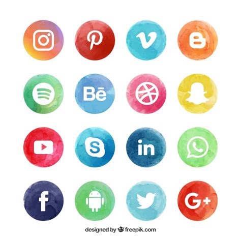 Premium Vector Social Media Logos Collection In Watercolor Style