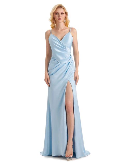 sexy side slit long formal mermaid soft satin prom dresses 2023 chicsew chicsewuk
