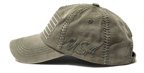 Classic Low Profile Usa Vintage Flag Ball Cap Washed Army Olive Caps