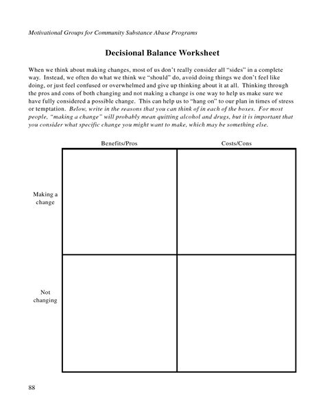 Pros And Cons Dbt Worksheet