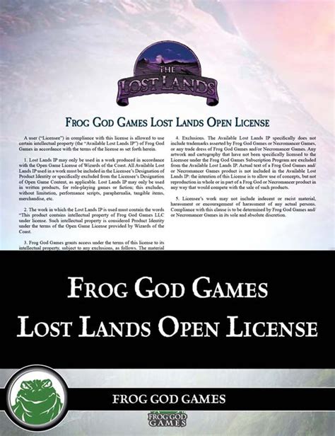 Lost Lands Open License Frog God Games