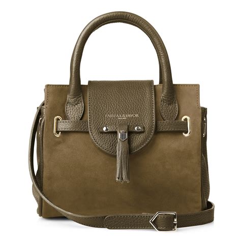 Fairfax And Favor Mini Windsor Handbag Exclusive Olive Suede