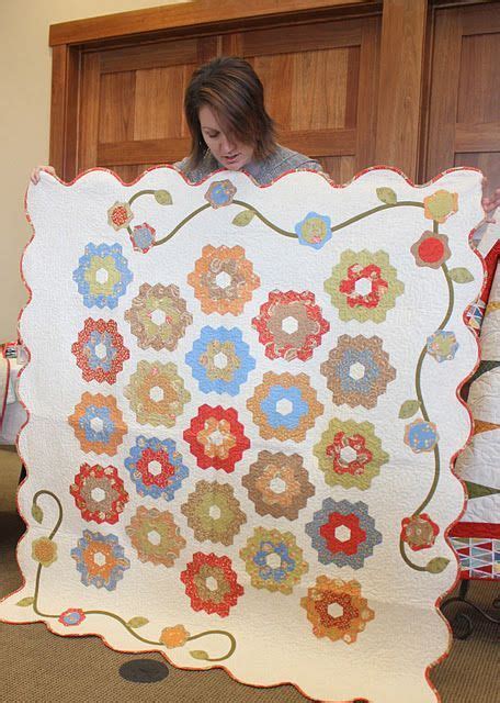 Grandmother's flower garden quilts bring to mind the great depression of the 1930's. Grandmother's Flower Garden block #quilt by Emily Herrick ...