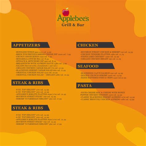 Printable Applebee's Menu