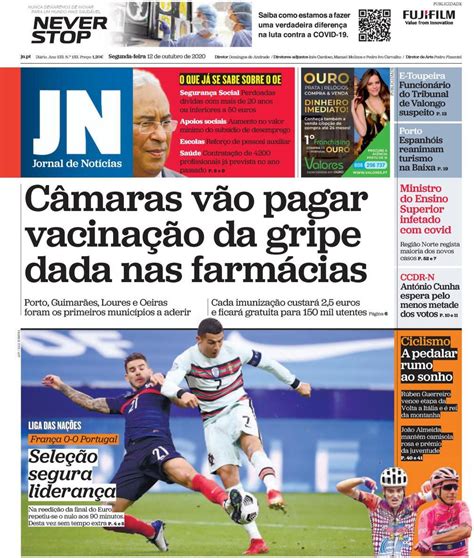 Capa Jornal De Notícias 12 Outubro 2020 Capasjornaispt