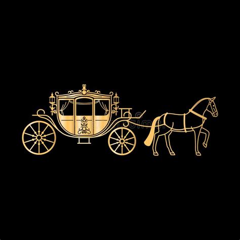 Carriage Golden Silhouette With Horse Stock Vector Illustration Of