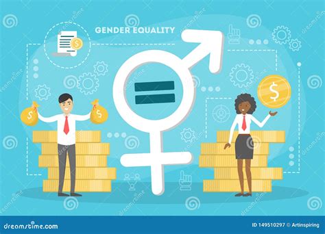 Gender Equality Concept Female And Male Character Stock Vector