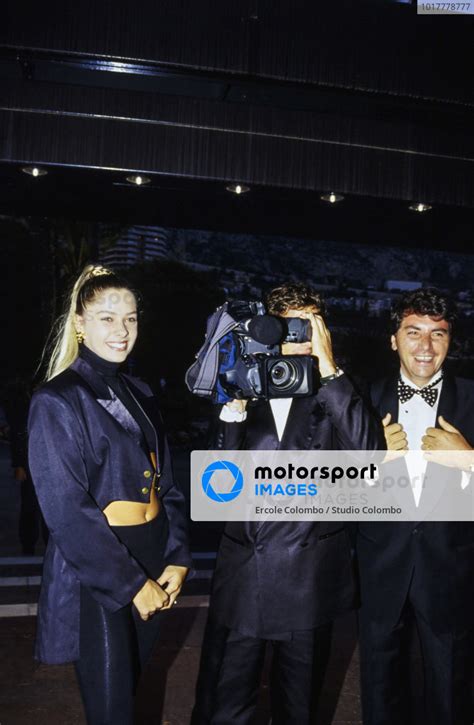 Ayrton Senna Uses A Video Camera While His Girlfriend Adriane Galisteu Looks On Monaco Gp