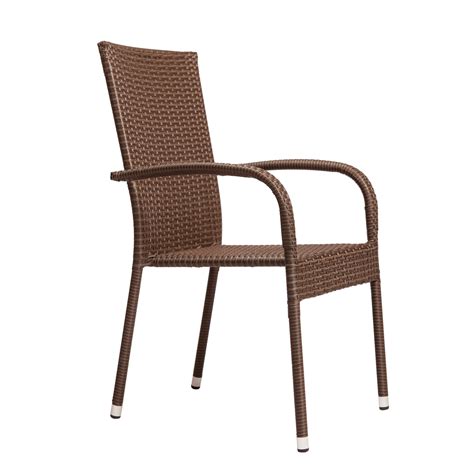 Patio chair set of 2 stackable wicker pool side deck garden lounge weather proof. Morgan Outdoor Wicker Chair - Mocha - Set of 4 | Well ...
