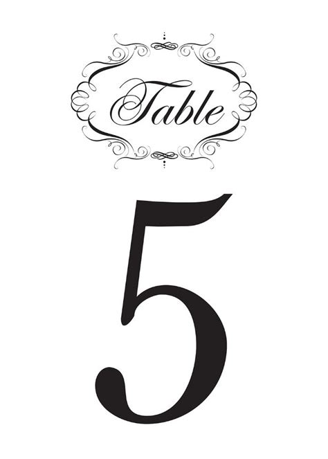 Printable Wedding Table Numbers
