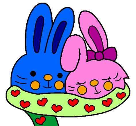 Desenho de Coelhos apaixonados pintado e colorido por Usuário não registrado o dia de Junho