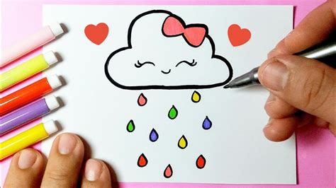 Como Desenhar Uma Nuvem Bonita Chuva Fofa Desenhos Bonitos
