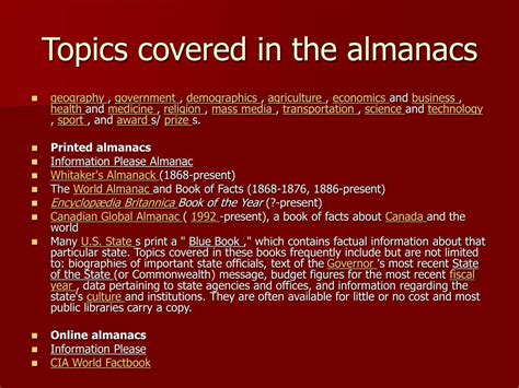 Ppt Almanacs Powerpoint Presentation Free Download Id5773140