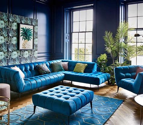 Art Deco Eclectic Colorful Teal Living Room Decor With Tufted Sofa Livingroomideas Teal