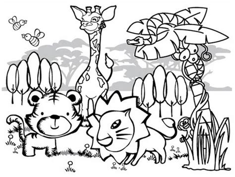 Cartoon Of Forest Animals Coloring Page Coloring Sky