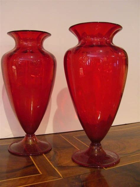 Pair Of Ruby Red Venetian Glass Vases For Sale Classifieds