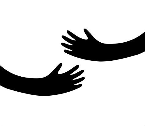 Silhouette Of Hugging Hands Concept Of Support And Care Black Sketch