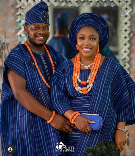 This Is A Navy Blue Aso Oke Complete Set For Couple This Beautiful Complete Set Of African