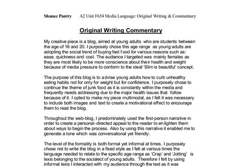 Original Writing Commentary The Purpose Of This Blog Is To Advise