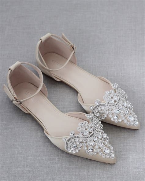 Champagne Satin Wedding Flats Women Wedding Shoes Bridesmaids Shoes