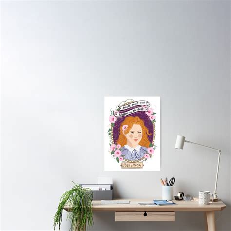 Little Women Potraits Beth March Botanical Illustration Poster For