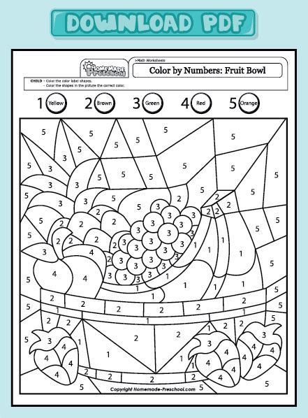 color  number fruit worksheets worksheets