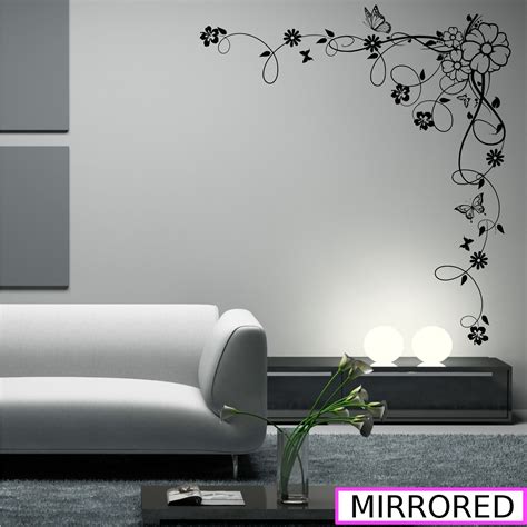 Corner Flower Vine Hibiscus Wall Art Sticker Vinyl Transfer Decal Mural