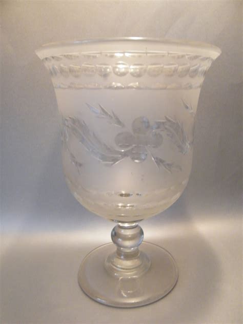 monumental cut and frosted glass pedestal vase 602065 uk