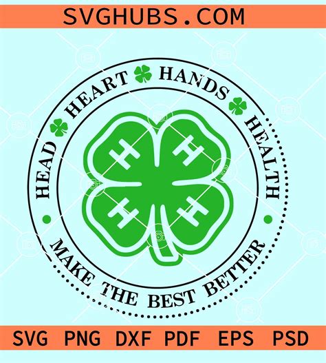 4h Clover Svg 4h Svg Head Heart Hands Health Svg