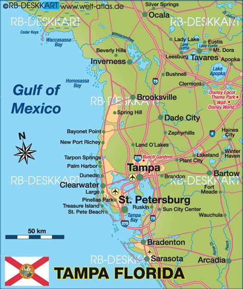 Karte Von Tampa Region Region In Vereinigte Staaten Usa Florida