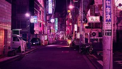 Neon Tokyo Street Night Japan Purple Background