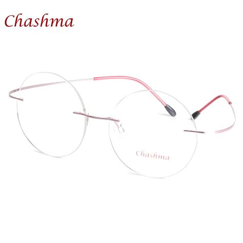 chashma brand anti blue ray titanium rimless eyeglasses frames ultra light myopia round vintage