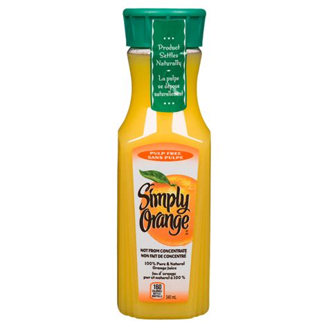 Simply Orange 100 Pure And Natural Orange Juice Pulp Free 340 Ml