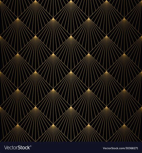 Art Deco Pattern Seamless White And Gold Vector Image