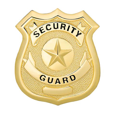 Security Guard Star Center Shield Badge Gold