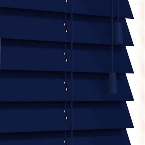 Luxury 50mm Made To Measure Gloss Navy Blue Wooden Blinds By English