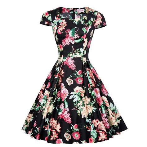 Belle Poque Women Big Swing Summer Dress 2018 Casual Retro Vintage 50s 60s Floral Print Dresses