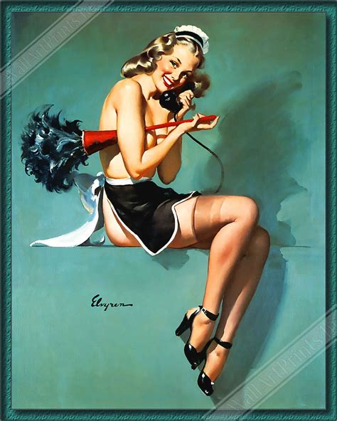 Vintage Pin Up Girl Poster On The Phone Cleaning Gil Etsy