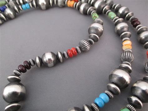 Multi Stone Oxidized Sterling Silver Bead Necklace Jewelry