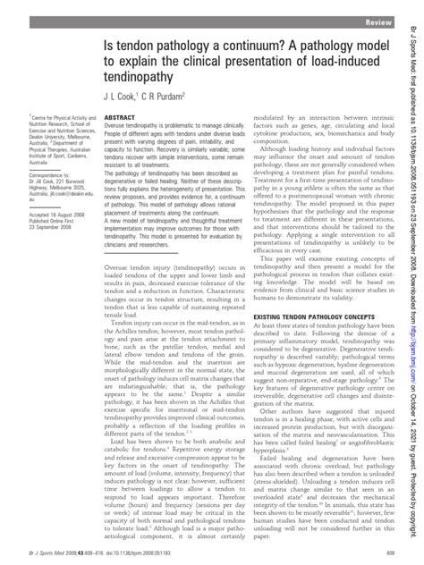 2008 Cook Purdam Is Tendon Pathology A Continuum Pdf Tendon Medicine