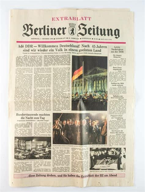 Zeitung Extrablatt Berliner Zeitung 3 Oktober 1990 Ddr Museum Berlin