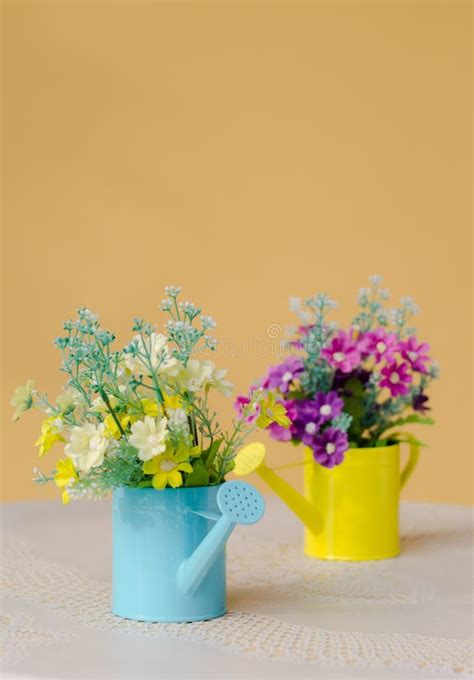 Plastic Flower In Blue Pot Stock Photo Image Of Natural 40769638