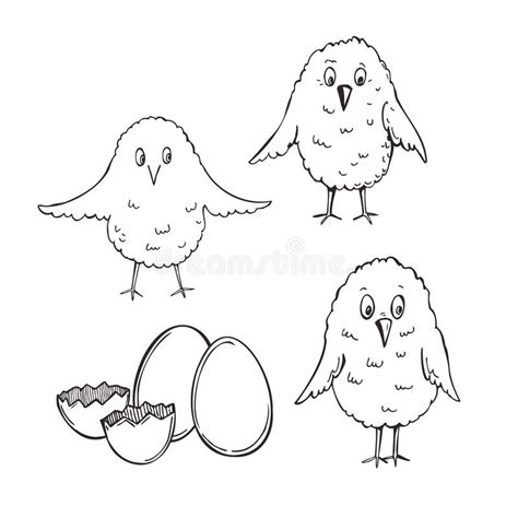 Easter Eggs And Chickens Vector Illustration Stock Vector