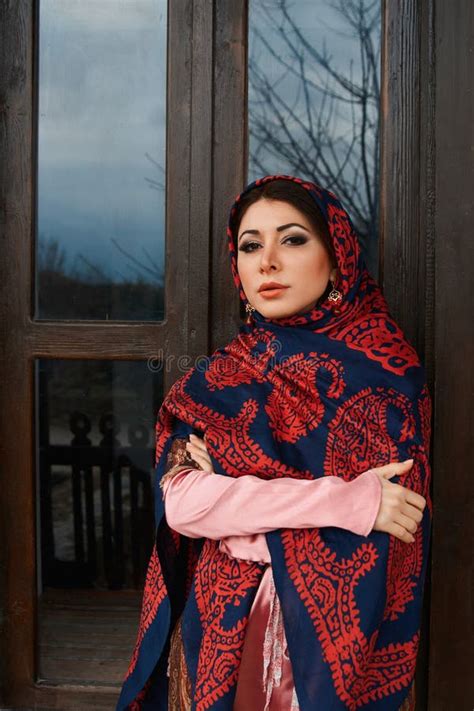 Portrait Of Beautiful Middle Eastern Woman Wearing Traditional Dress